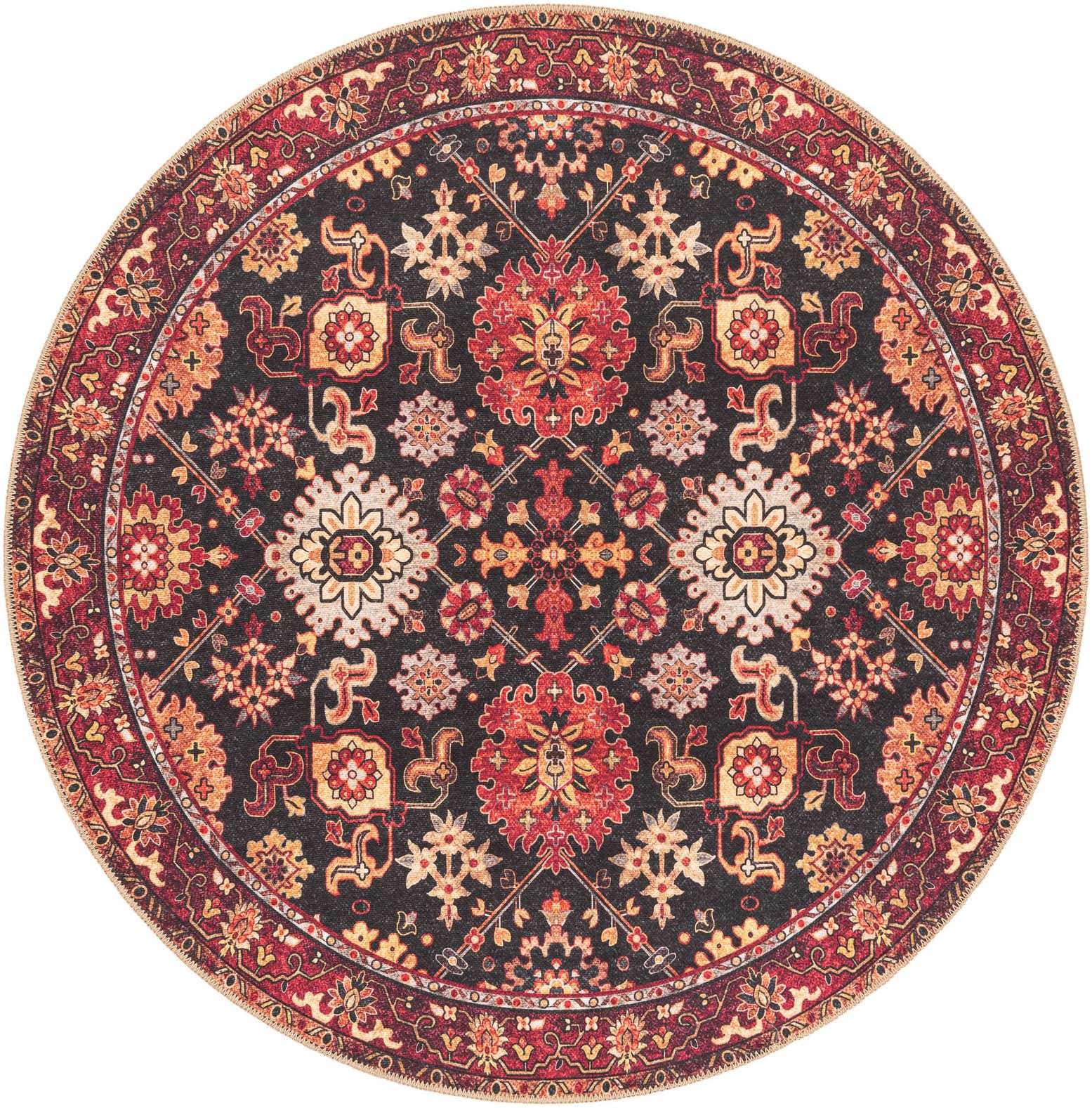 5' 1 x 5' 1 Washable Timeless Round Rug