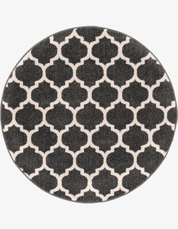 Black Trellis Round Rug