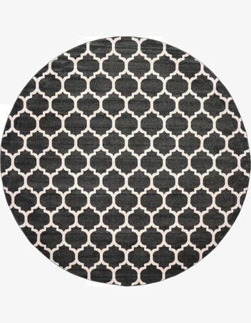 Black Trellis Round Rug
