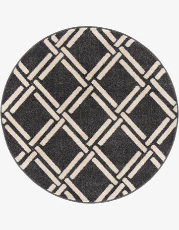 Black Trellis Round Rug