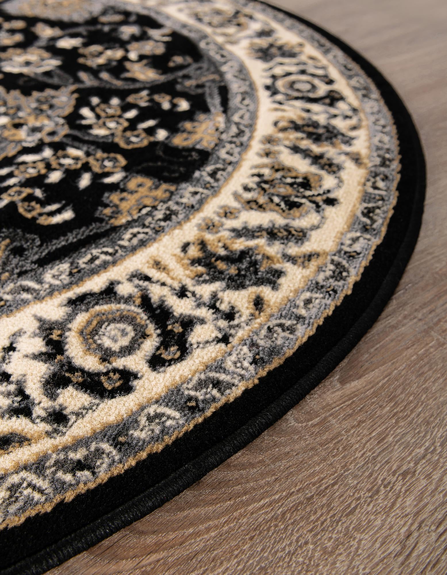 Black 10' x 10' Yasmin Round Rug | Rugs.com