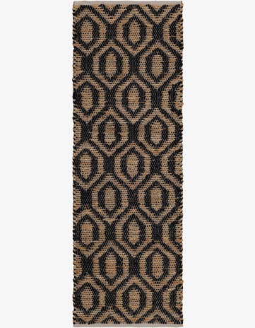 Black Hand Woven Chindi Jute Runner Rug