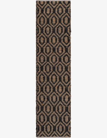 Black Hand Woven Chindi Jute Runner Rug