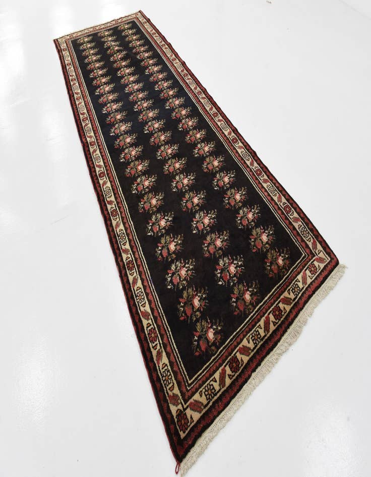 Detail image of 4' x 10' 5  Hand Knotted Hamedan Persian Wool Runner Rug