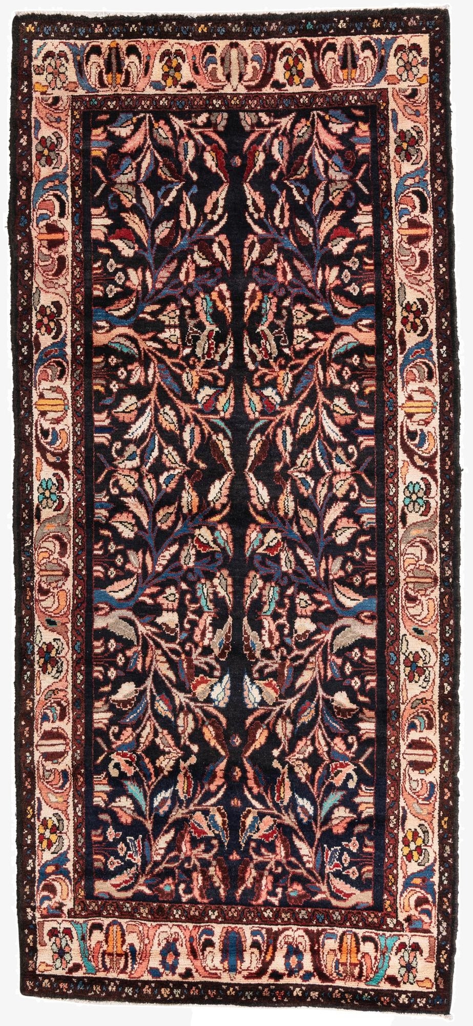 4' 5 x 9' 5  Hand Knotted Hamedan Persian Wool Runner Rug