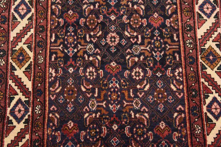 3' 7 x 10' 2 Hand Knotted Hossainabad Persian Wool Runner Rug