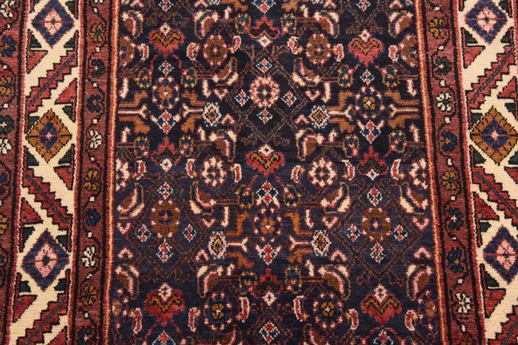Detail image of 3' 7 x 10' 2 Hand Knotted Hossainabad Persian Wool Runner Rug
