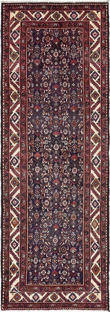 3' 7 x 10' 2 Hand Knotted Hossainabad Persian Wool Runner Rug