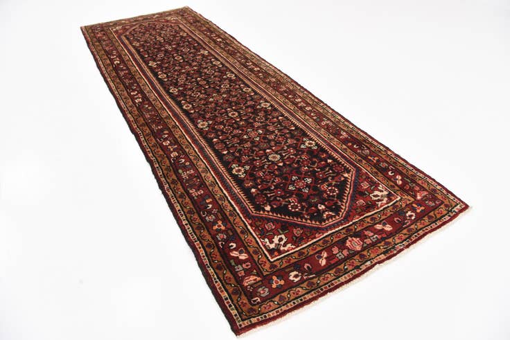 Detail image of 3' 10 x 11' Hand Knotted Hossainabad Persian Wool Runner Rug