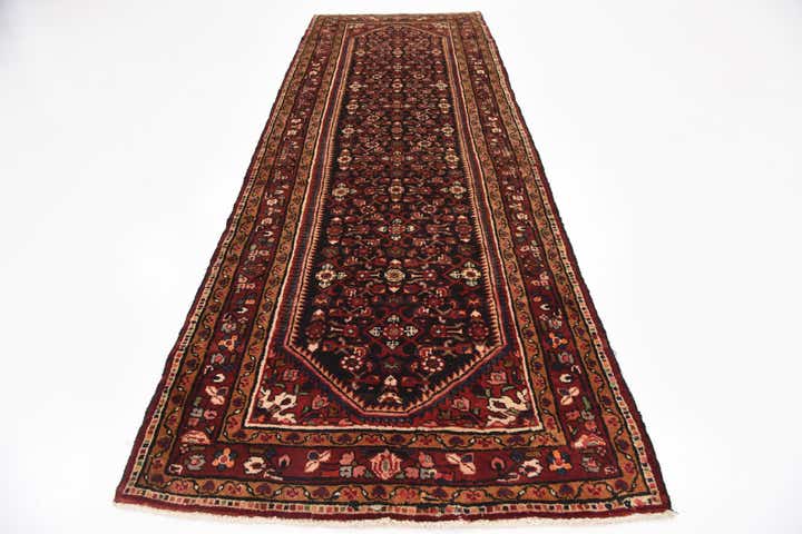 3' 10 x 11' Hand Knotted Hossainabad Persian Wool Runner Rug