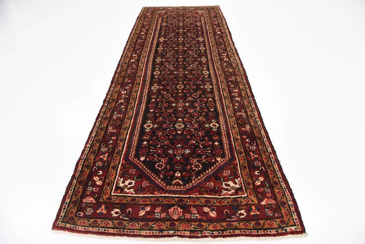 Detail image of 3' 10 x 11' Hand Knotted Hossainabad Persian Wool Runner Rug