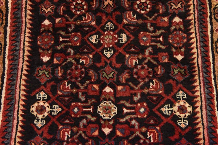 Detail image of 3' 10 x 11' Hand Knotted Hossainabad Persian Wool Runner Rug
