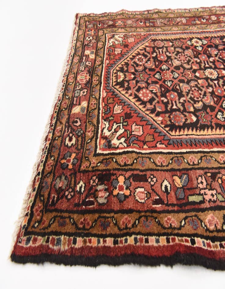 Detail image of 3' 10 x 11'  Hand Knotted Hossainabad Persian Wool Runner Rug