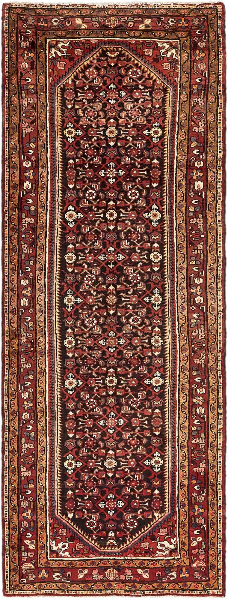 3' 10 x 11' Hand Knotted Hossainabad Persian Wool Runner Rug