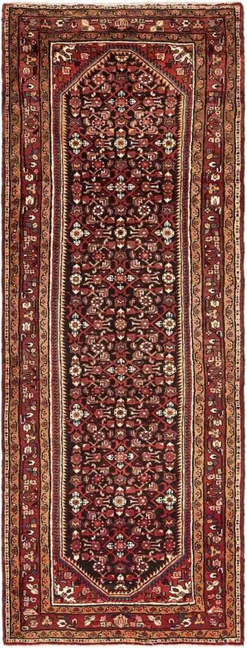 Detail image of 3' 10 x 11' Hand Knotted Hossainabad Persian Wool Runner Rug