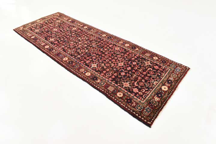 3' 7 x 10' Hand Knotted Hossainabad Persian Wool Runner Rug
