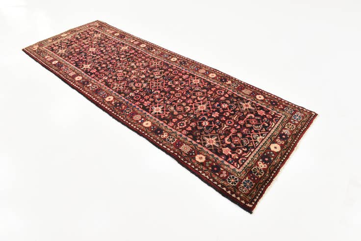 Detail image of 3' 7 x 10' Hand Knotted Hossainabad Persian Wool Runner Rug