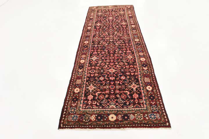 3' 7 x 10' Hand Knotted Hossainabad Persian Wool Runner Rug