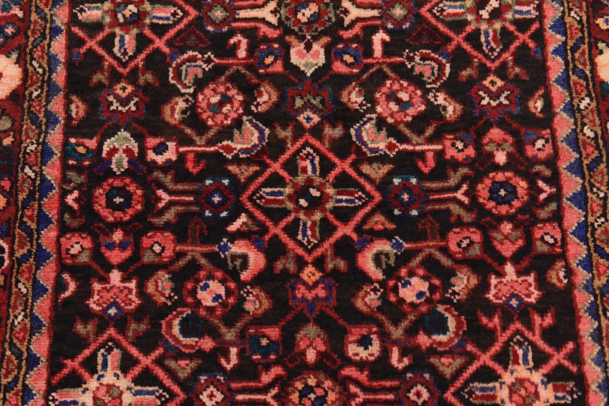 3' 7 x 10' Hand Knotted Hossainabad Persian Wool Runner Rug