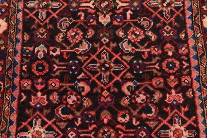 3' 7 x 10' Hand Knotted Hossainabad Persian Wool Runner Rug