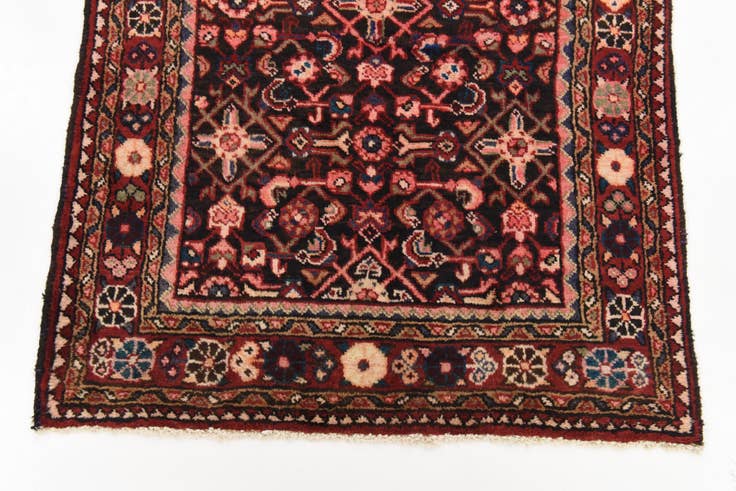 Detail image of 3' 7 x 10' Hand Knotted Hossainabad Persian Wool Runner Rug