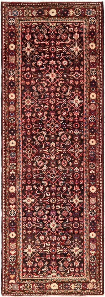 Detail image of 3' 7 x 10' Hand Knotted Hossainabad Persian Wool Runner Rug