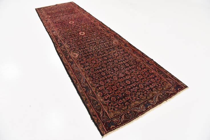 Detail image of 3' 5 x 11' 10 Hand Knotted Hossainabad Persian Wool Runner Rug
