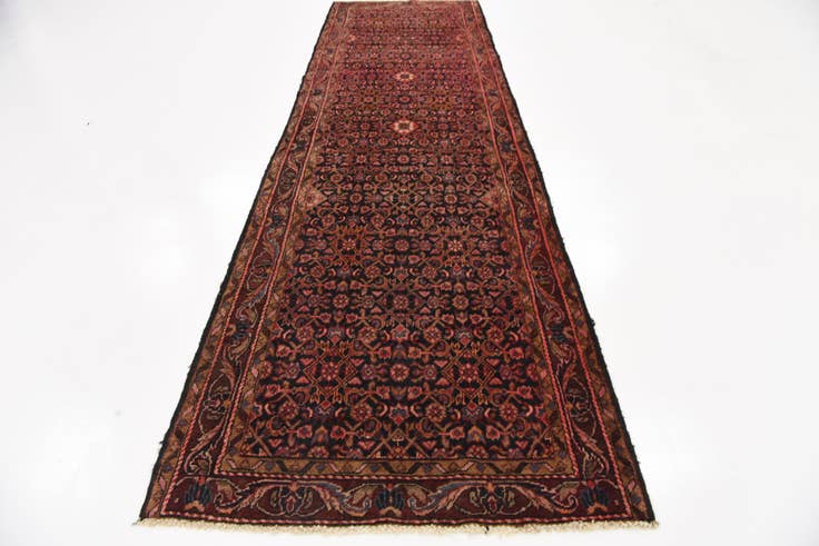Detail image of 3' 5 x 11' 10 Hand Knotted Hossainabad Persian Wool Runner Rug