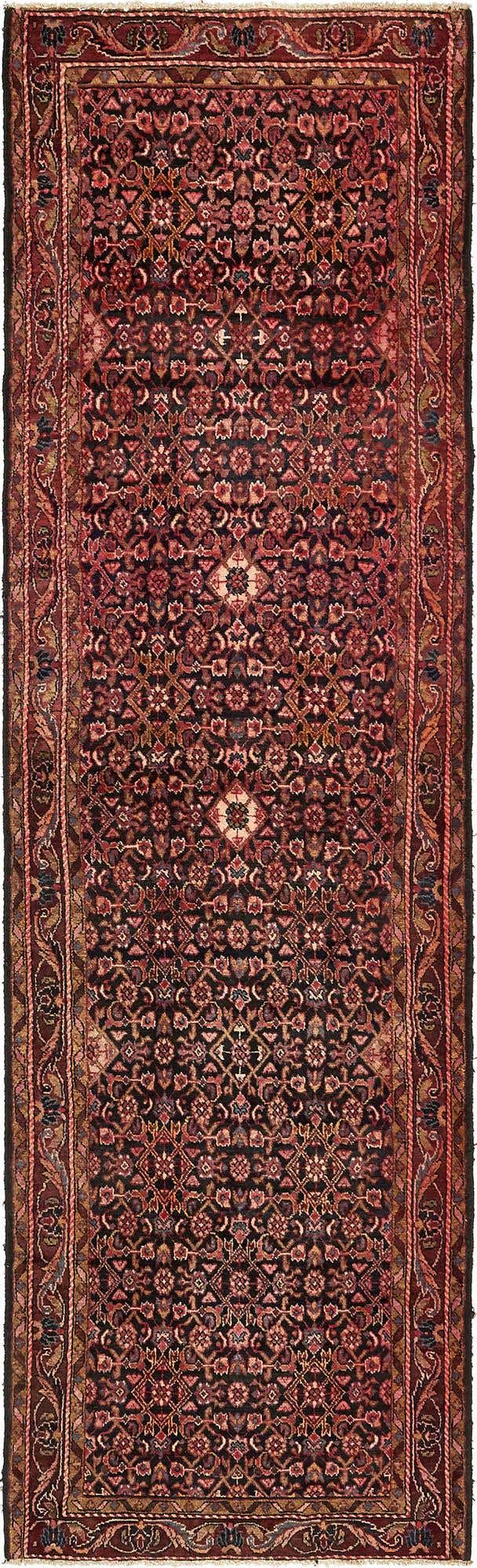 3' 5 x 11' 10 Hand Knotted Hossainabad Persian Wool Runner Rug