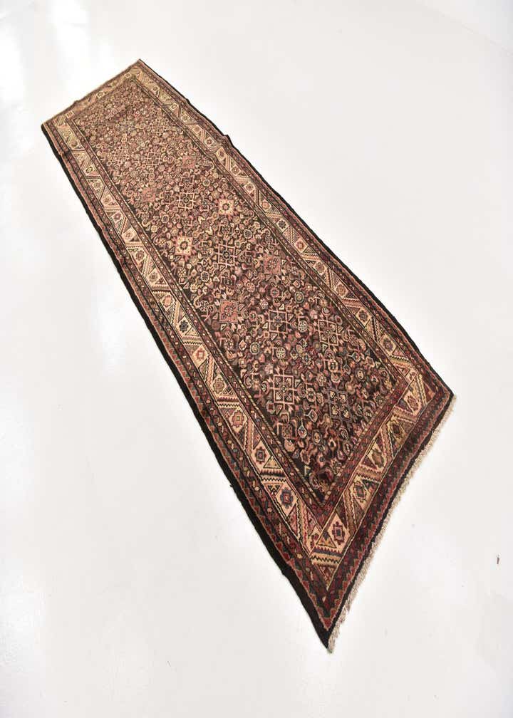 3' 10 x 11' 4 Hand Knotted Hossainabad Persian Wool Runner Rug
