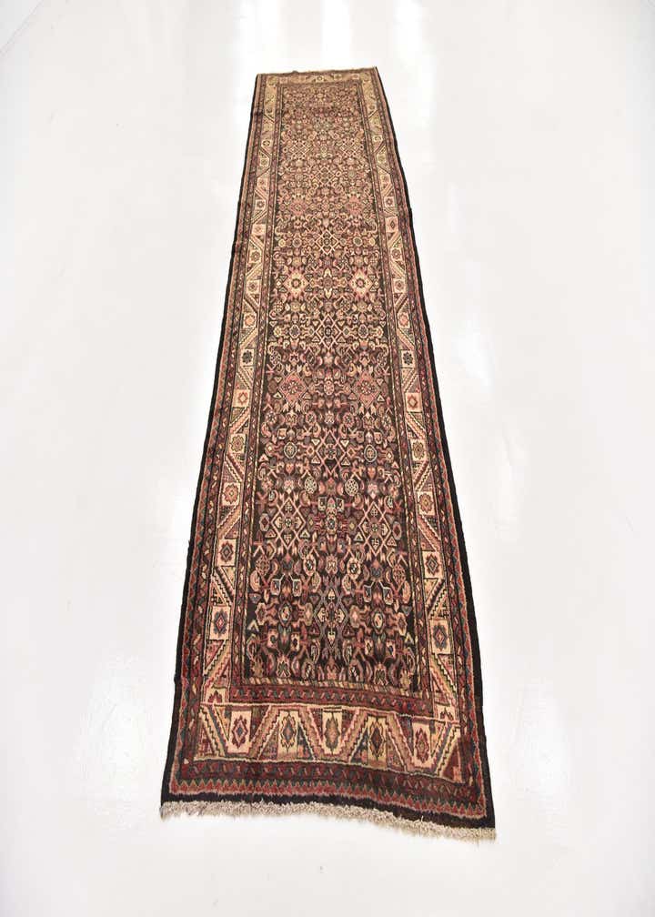 3' 10 x 11' 4 Hand Knotted Hossainabad Persian Wool Runner Rug