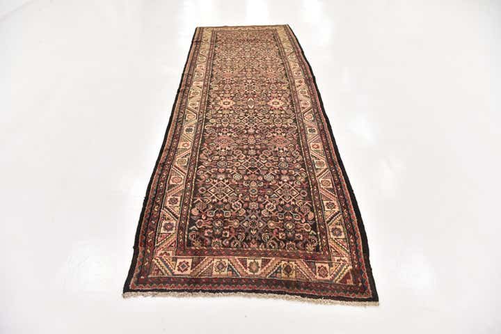 3' 10 x 11' 4 Hand Knotted Hossainabad Persian Wool Runner Rug
