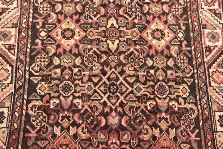 3' 10 x 11' 4 Hand Knotted Hossainabad Persian Wool Runner Rug