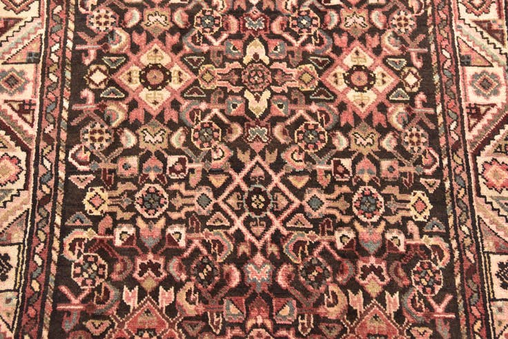 Detail image of 3' 10 x 11' 4 Hand Knotted Hossainabad Persian Wool Runner Rug