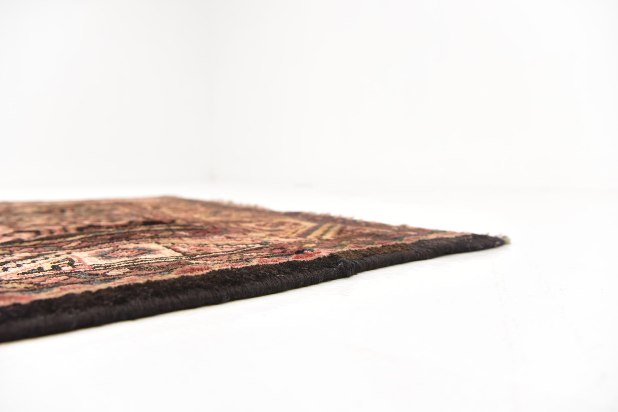 3' 10 x 11' 4 Hand Knotted Hossainabad Persian Wool Runner Rug