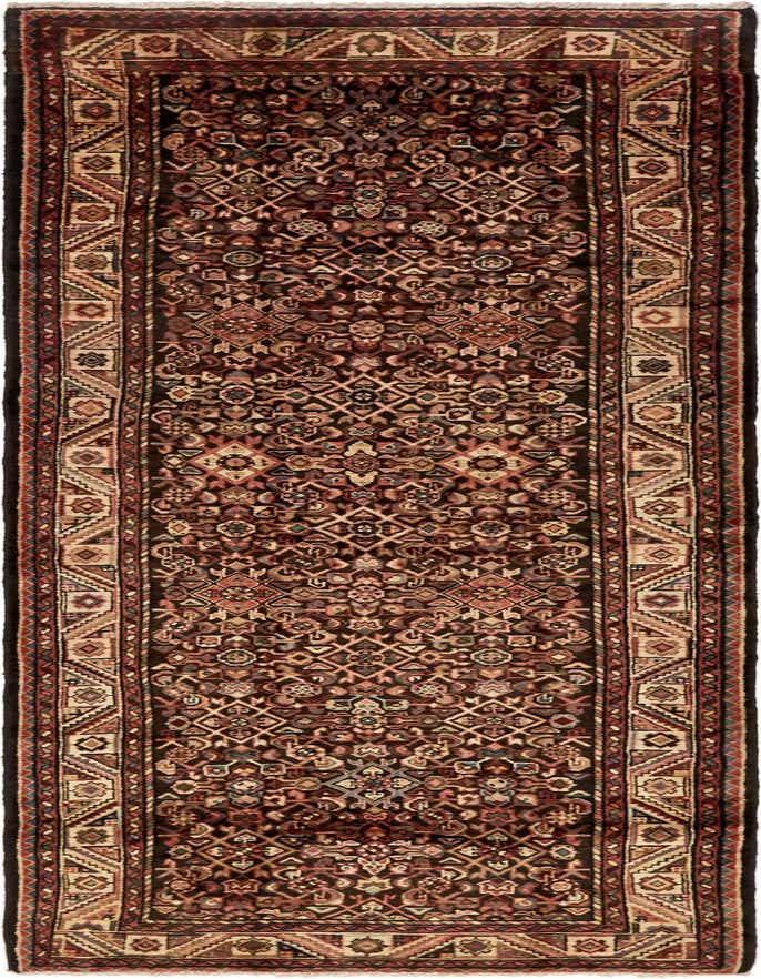 3' 10 x 11' 4 Hand Knotted Hossainabad Persian Wool Runner Rug