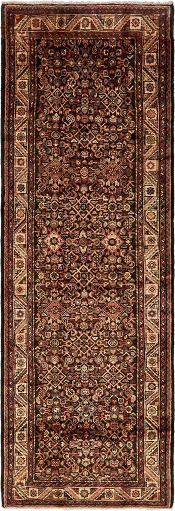 3' 10 x 11' 4 Hand Knotted Hossainabad Persian Wool Runner Rug
