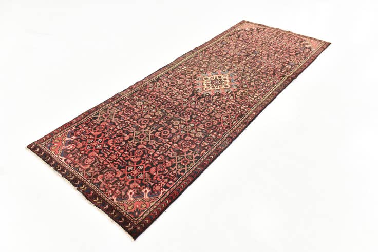 Detail image of 3' 8 x 10' Hand Knotted Hossainabad Persian Wool Runner Rug