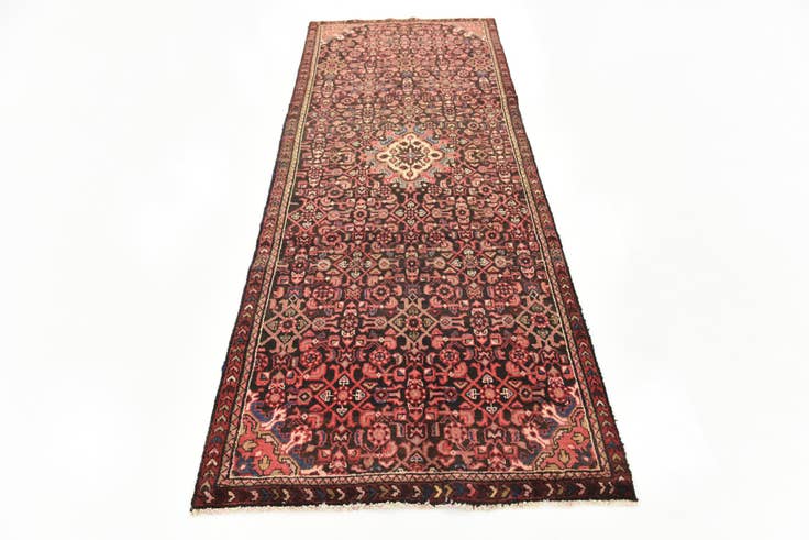 Detail image of 3' 8 x 10' Hand Knotted Hossainabad Persian Wool Runner Rug