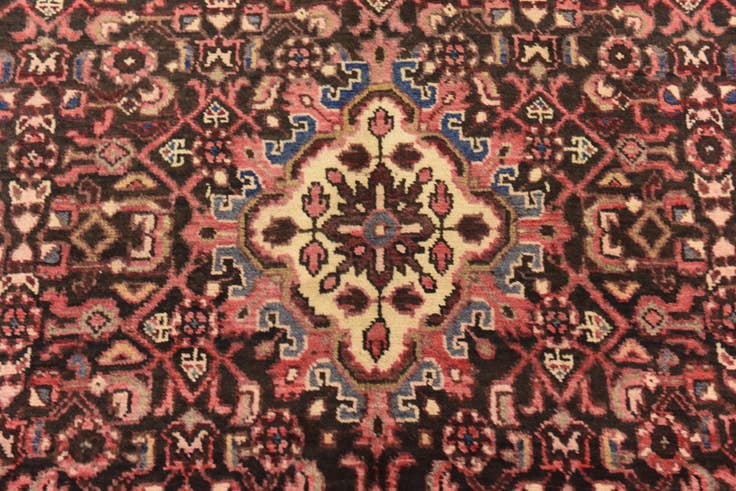 Detail image of 3' 8 x 10' Hand Knotted Hossainabad Persian Wool Runner Rug