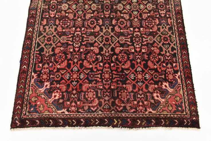 Detail image of 3' 8 x 10' Hand Knotted Hossainabad Persian Wool Runner Rug