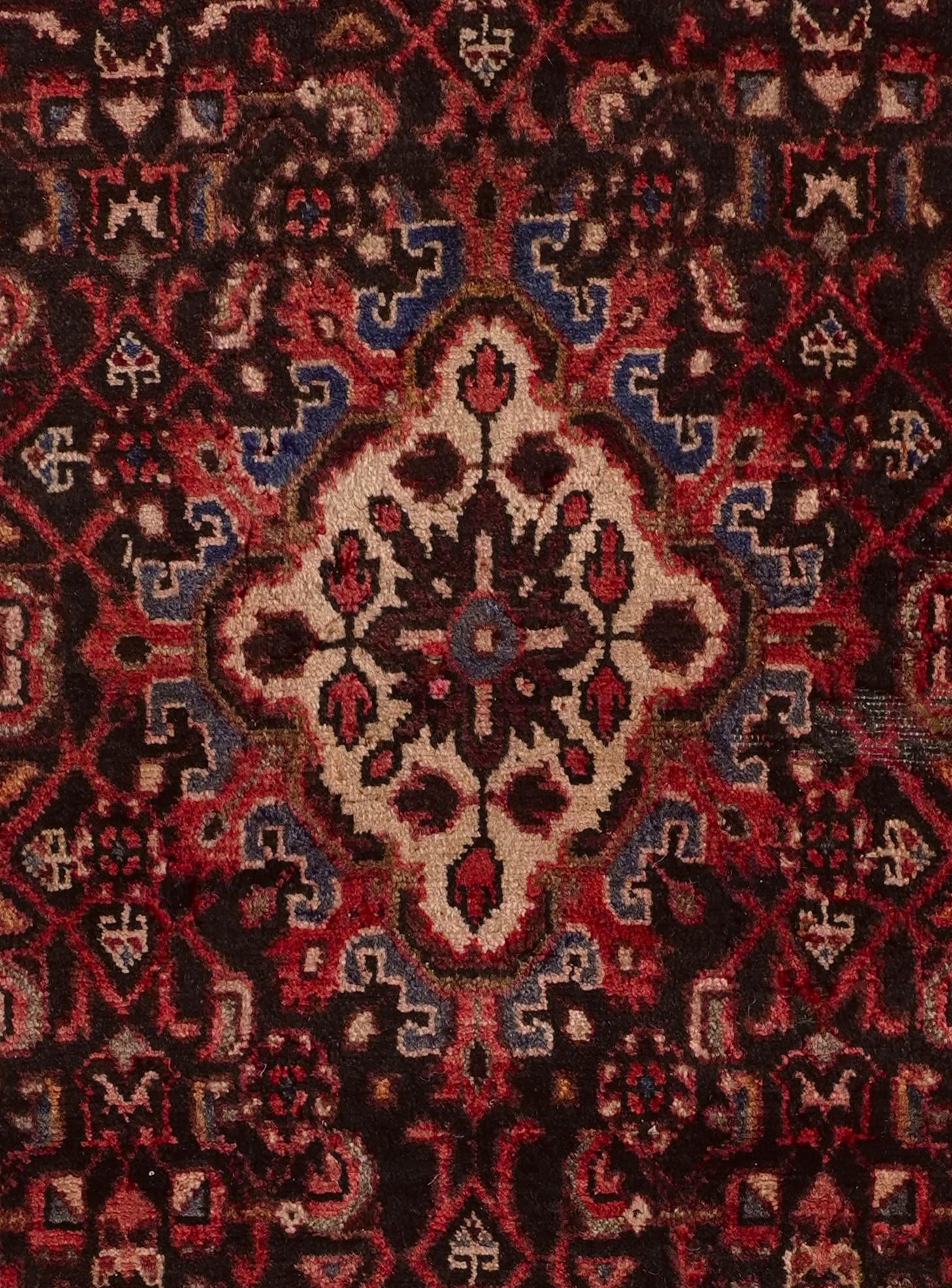 3' 8 x 10' Hand Knotted Hossainabad Persian Wool Runner Rug
