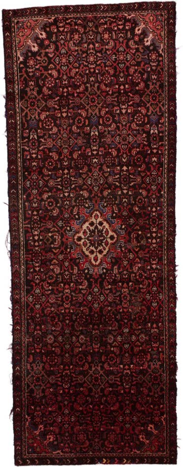 Detail image of 3' 8 x 10' Hand Knotted Hossainabad Persian Wool Runner Rug