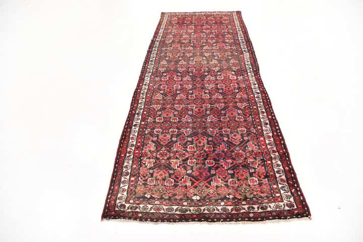 3' 9 x 10' Hand Knotted Hossainabad Persian Wool Runner Rug