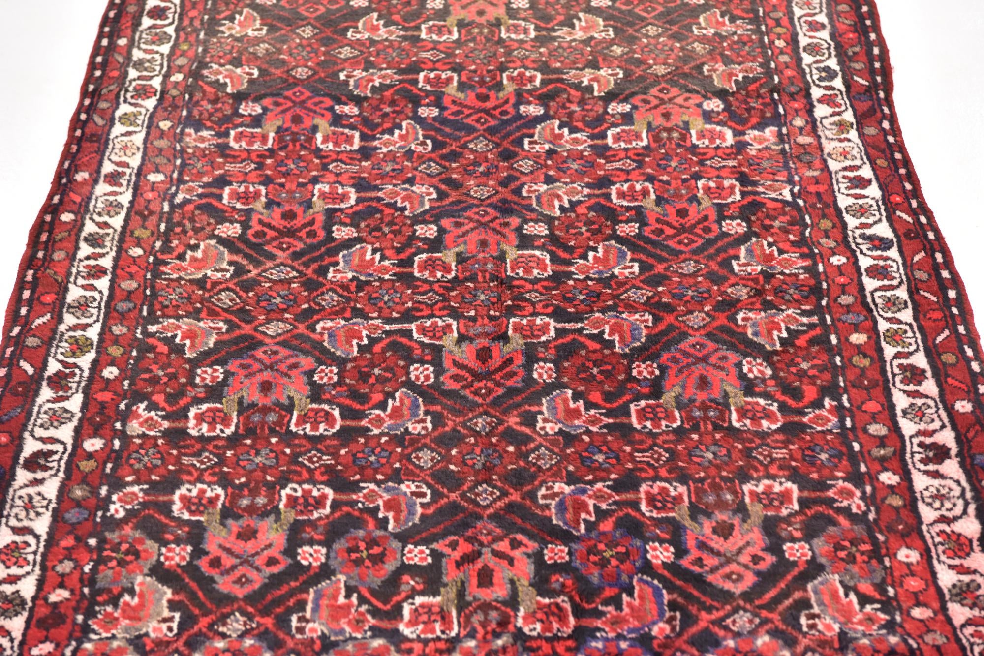 3' 9 x 10' Hand Knotted Hossainabad Persian Wool Runner Rug