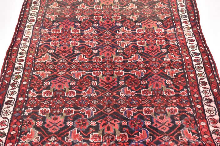 3' 9 x 10' Hand Knotted Hossainabad Persian Wool Runner Rug