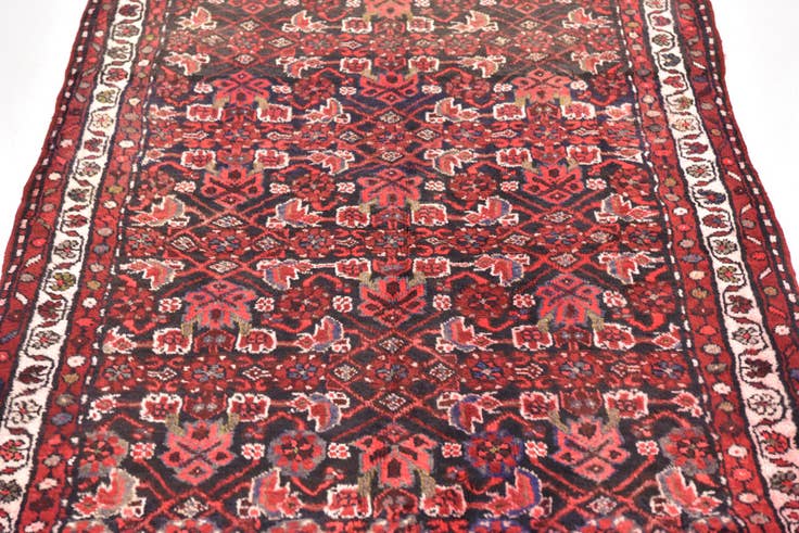 Detail image of 3' 9 x 10' Hand Knotted Hossainabad Persian Wool Runner Rug