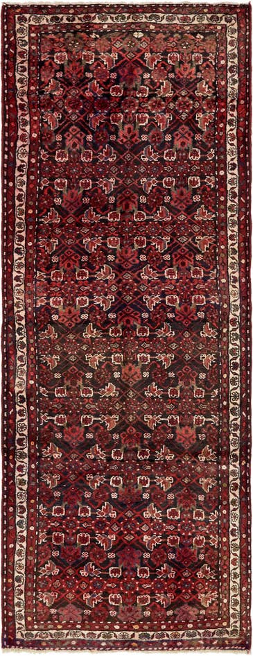 Detail image of 3' 9 x 10' Hand Knotted Hossainabad Persian Wool Runner Rug