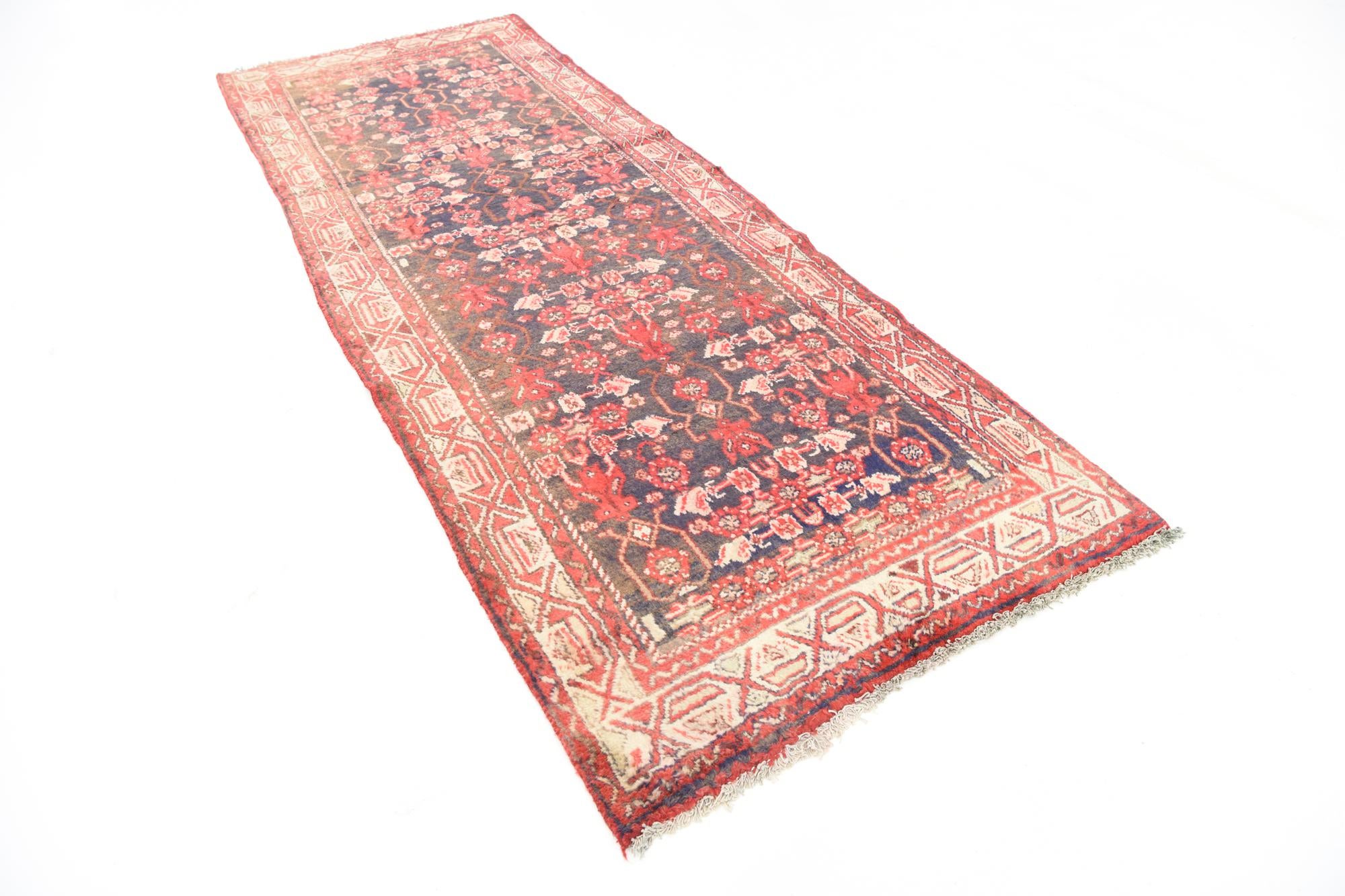3' 6 x 9' 6 Hand Knotted Hossainabad Persian Wool Runner Rug