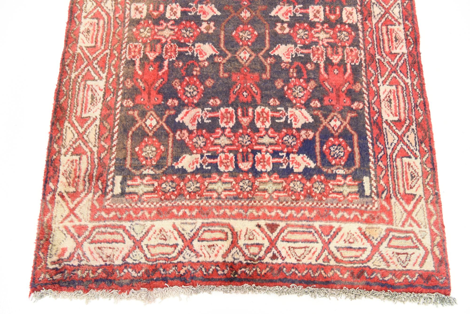 3' 6 x 9' 6 Hand Knotted Hossainabad Persian Wool Runner Rug